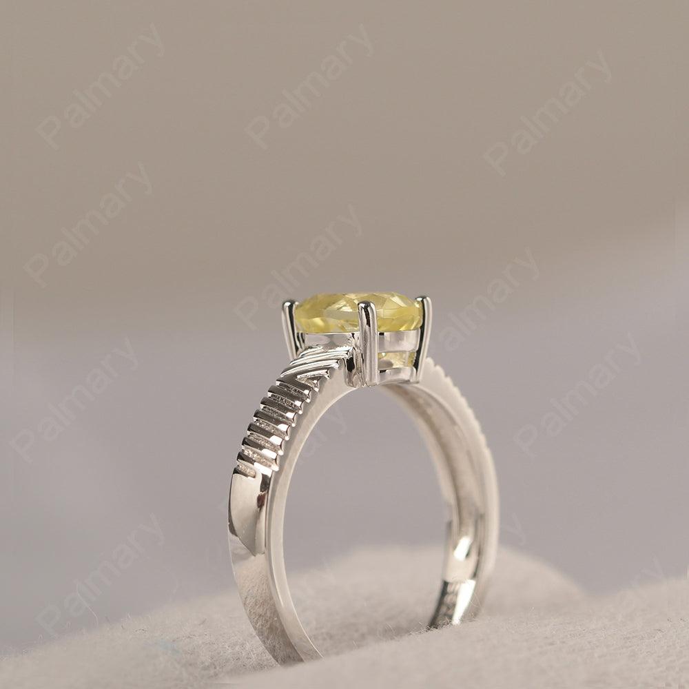Oval Cut Wide Band Lemon Quartz Ring - Palmary