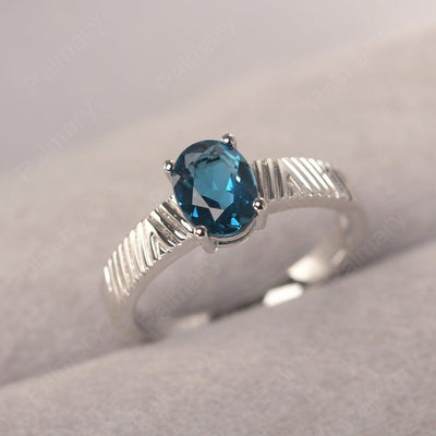 Oval Cut Wide Band London Blue Topaz Ring - Palmary
