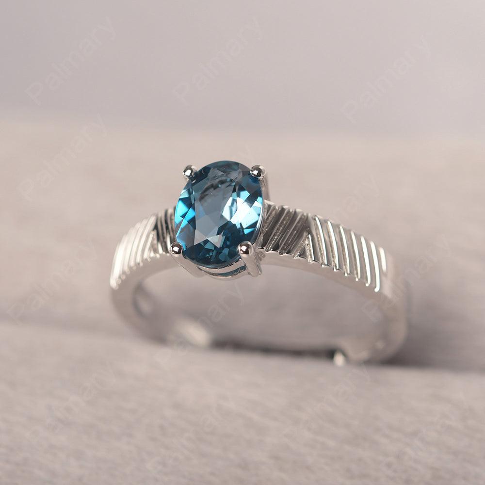 Oval Cut Wide Band London Blue Topaz Ring - Palmary