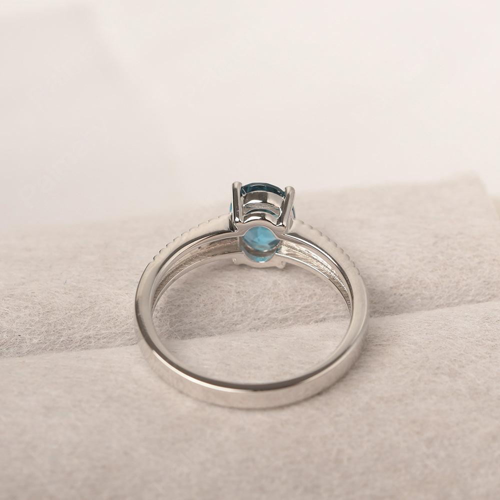 Oval Cut Wide Band London Blue Topaz Ring - Palmary