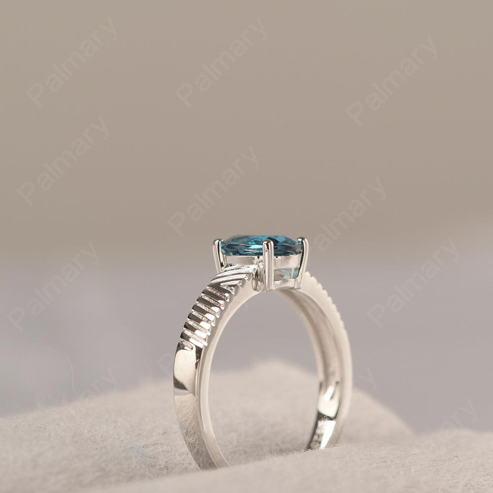 Oval Cut Wide Band London Blue Topaz Ring - Palmary