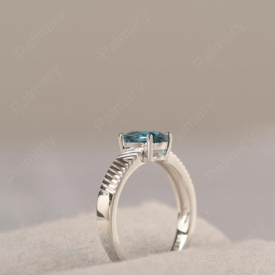 Oval Cut Wide Band London Blue Topaz Ring - Palmary