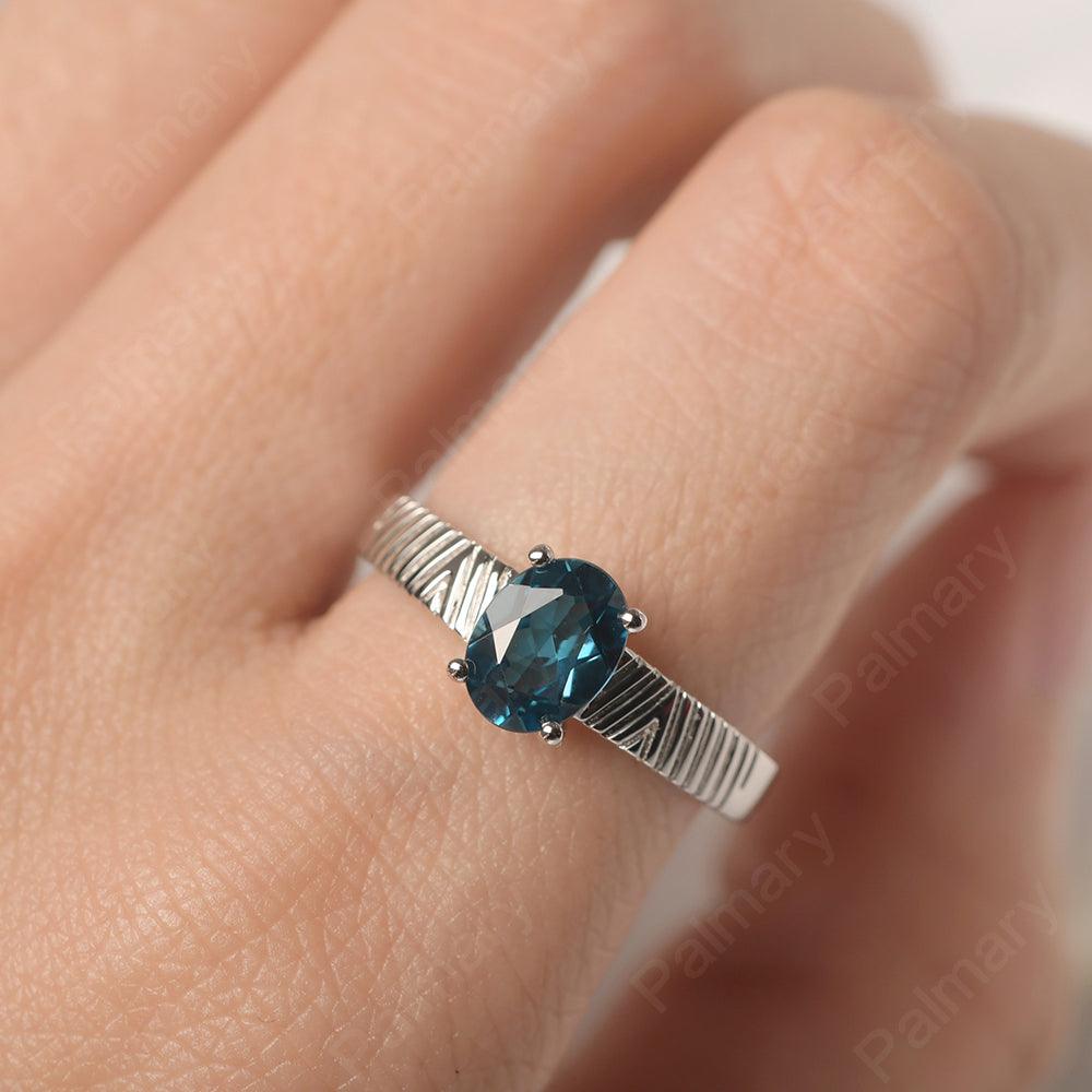Oval Cut Wide Band London Blue Topaz Ring - Palmary