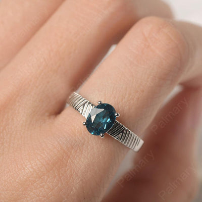 Oval Cut Wide Band London Blue Topaz Ring - Palmary