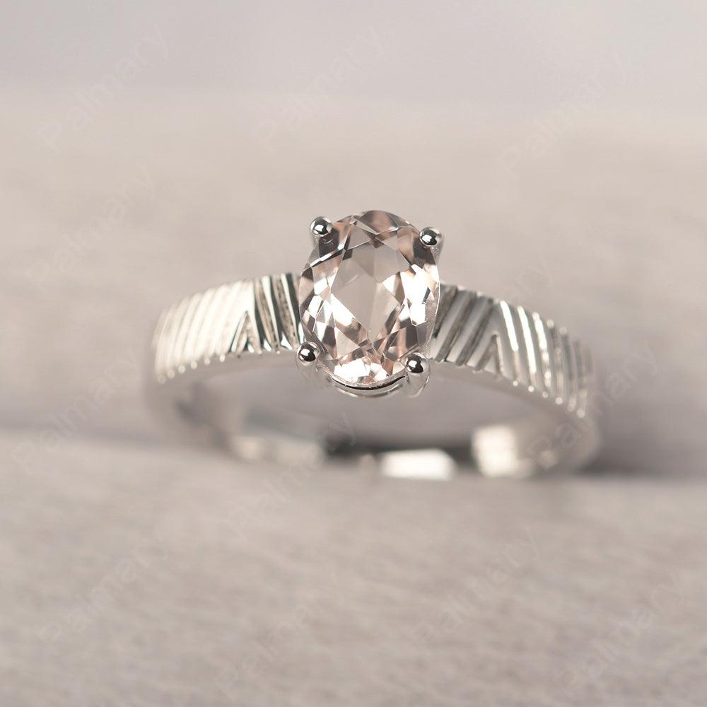 Oval Cut Wide Band Morganite Ring - Palmary