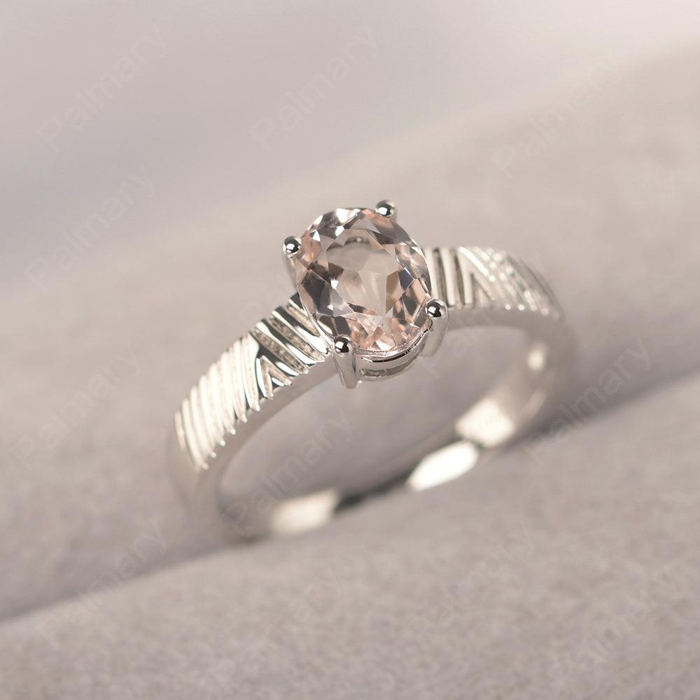 Oval Cut Wide Band Morganite Ring - Palmary