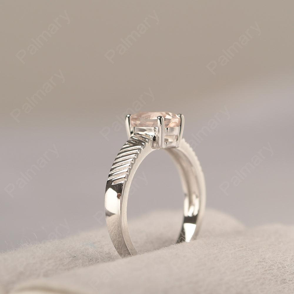 Oval Cut Wide Band Morganite Ring - Palmary