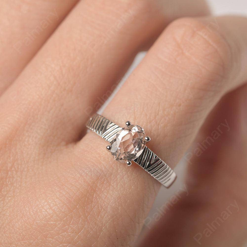 Oval Cut Wide Band Morganite Ring - Palmary