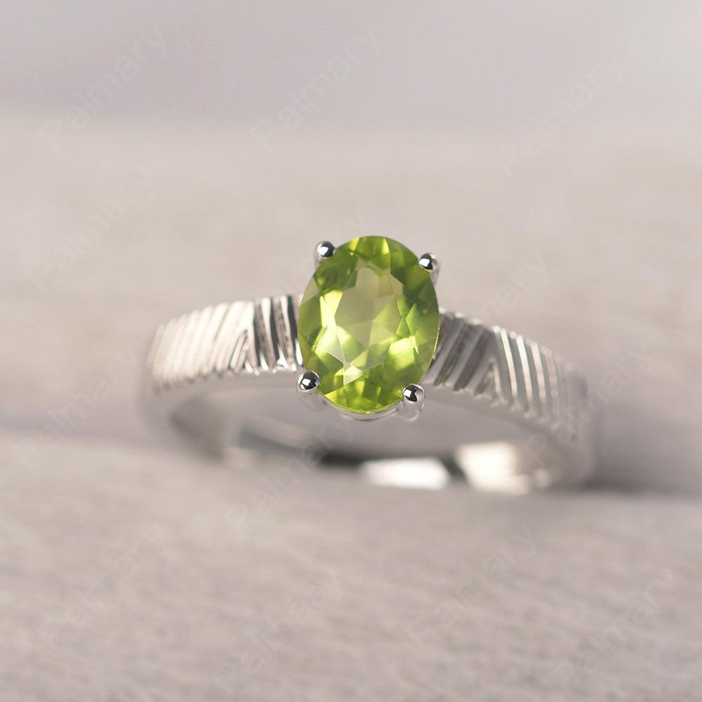 Oval Cut Wide Band Peridot Ring - Palmary