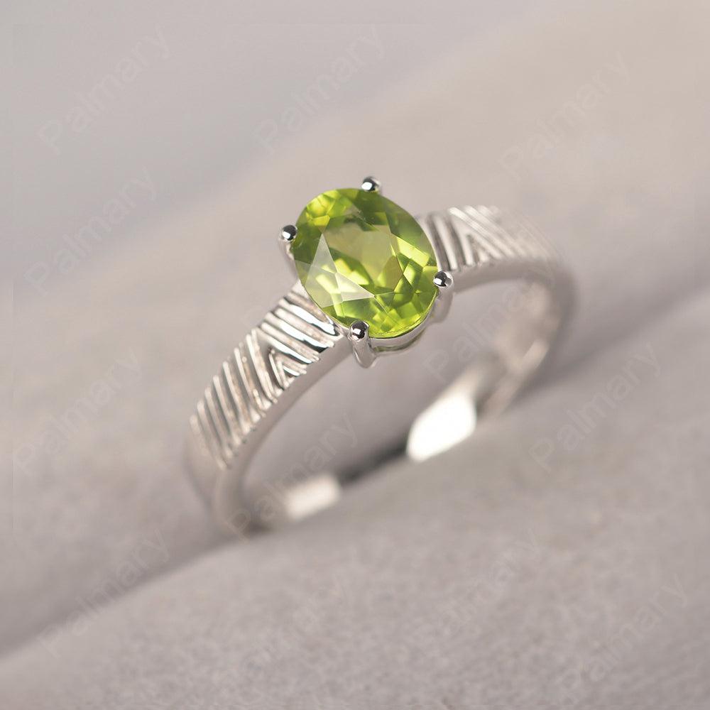Oval Cut Wide Band Peridot Ring - Palmary