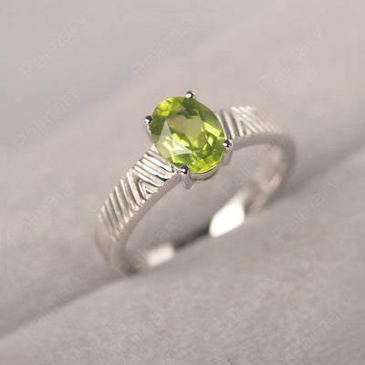 Oval Cut Wide Band Peridot Ring - Palmary
