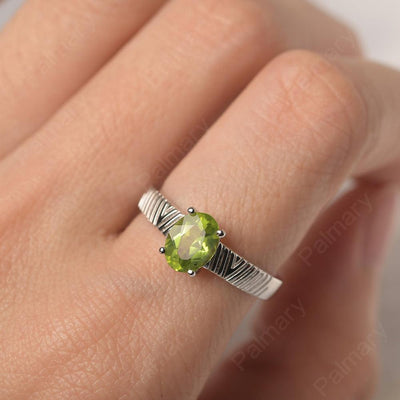 Oval Cut Wide Band Peridot Ring - Palmary
