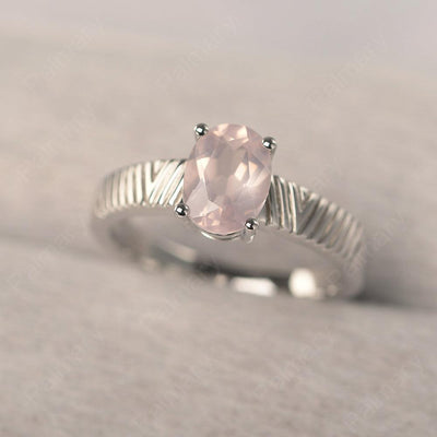 Oval Cut Wide Band Rose Quartz Ring - Palmary