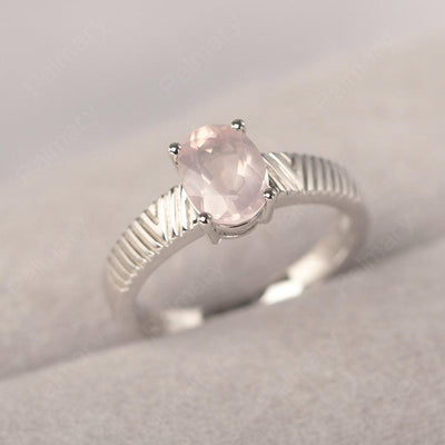 Oval Cut Wide Band Rose Quartz Ring - Palmary