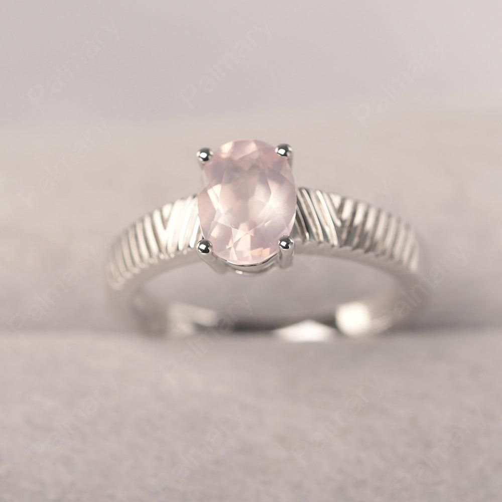 Oval Cut Wide Band Rose Quartz Ring - Palmary