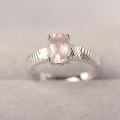 Oval Cut Wide Band Rose Quartz Ring - Palmary