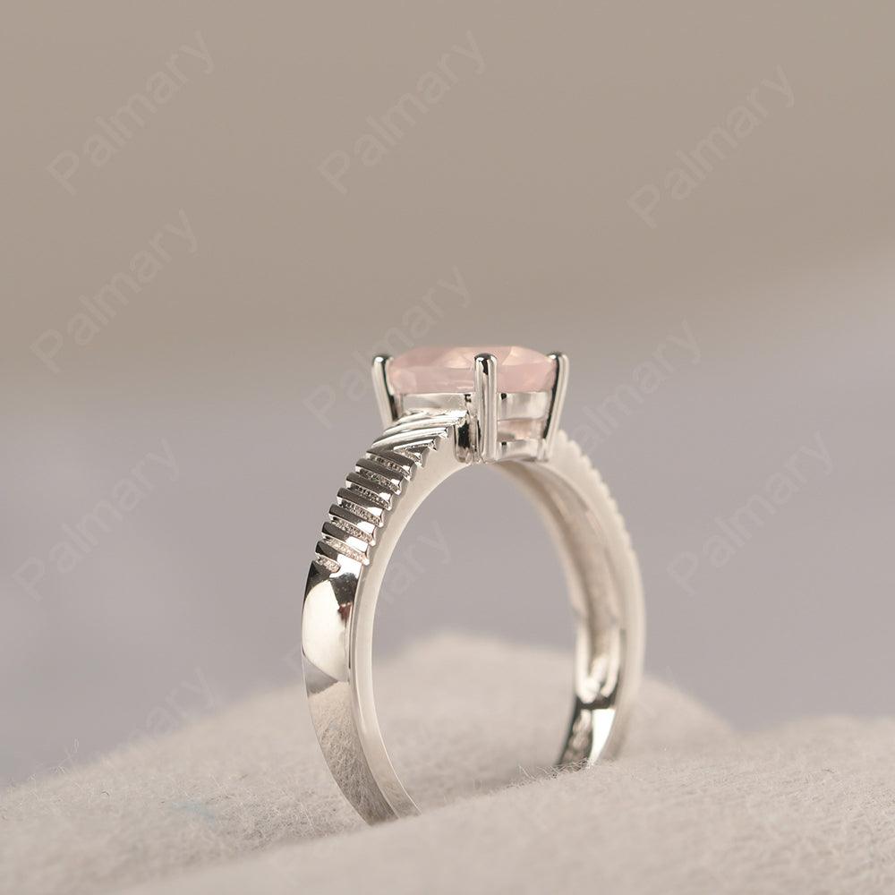 Oval Cut Wide Band Rose Quartz Ring - Palmary