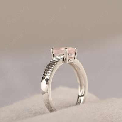 Oval Cut Wide Band Rose Quartz Ring - Palmary