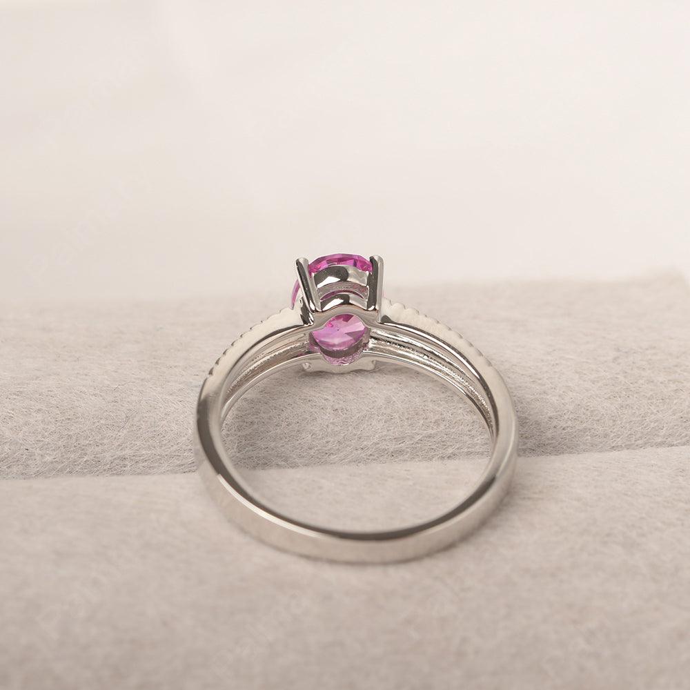 Oval Cut Wide Band Pink Sapphire Ring - Palmary