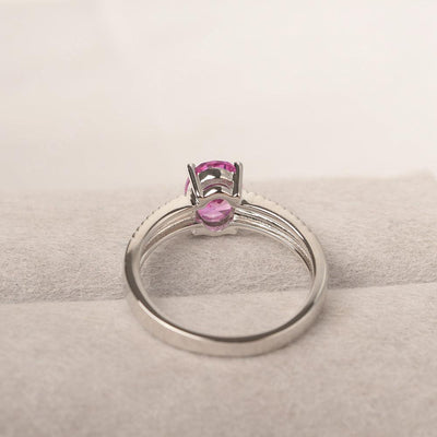 Oval Cut Wide Band Pink Sapphire Ring - Palmary