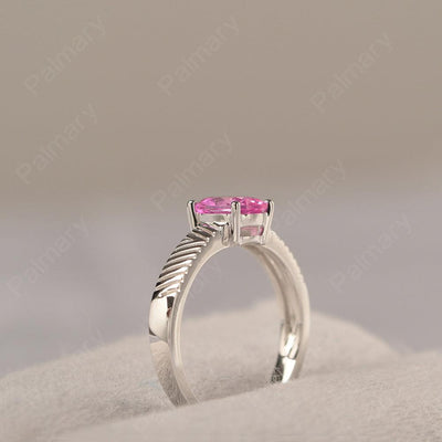 Oval Cut Wide Band Pink Sapphire Ring - Palmary
