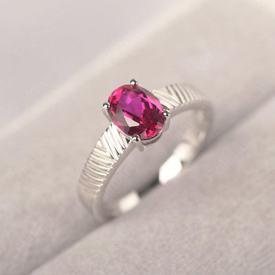 Oval Cut Wide Band Ruby Ring - Palmary