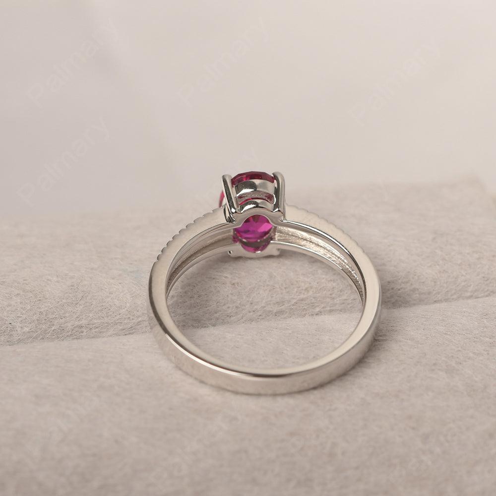 Oval Cut Wide Band Ruby Ring - Palmary