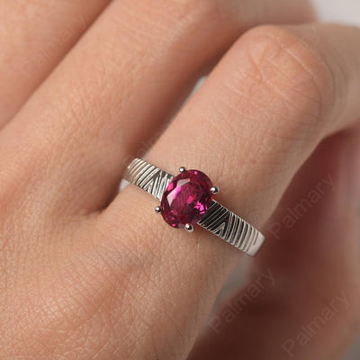 Oval Cut Wide Band Ruby Ring - Palmary