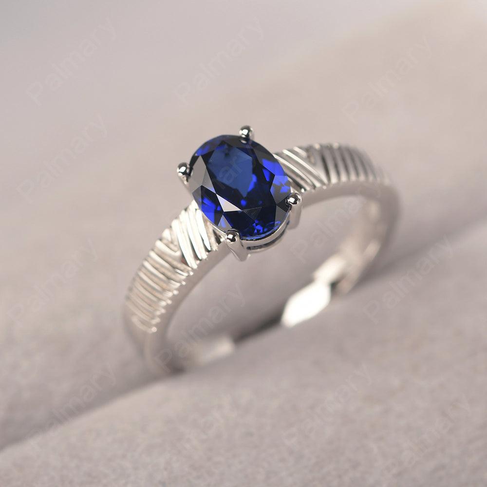 Oval Cut Wide Band Sapphire Ring - Palmary