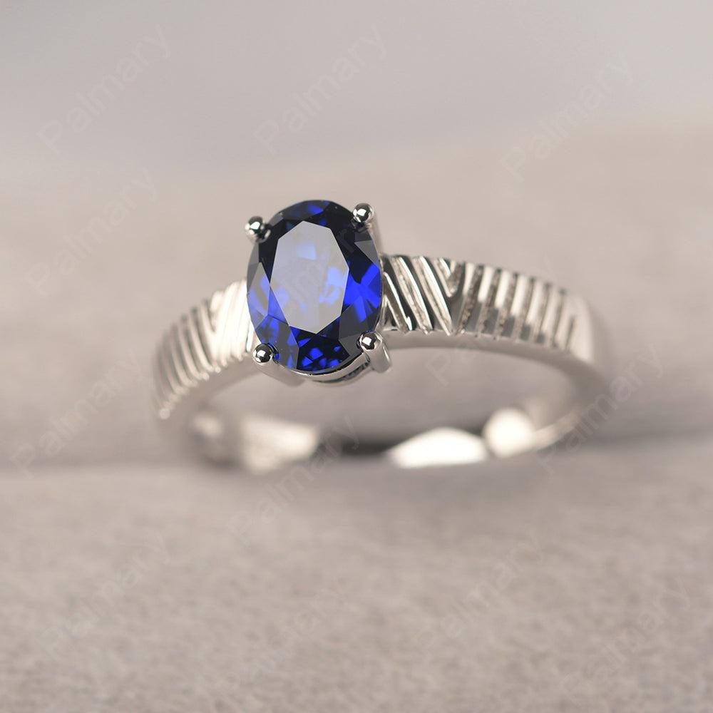 Oval Cut Wide Band Sapphire Ring - Palmary