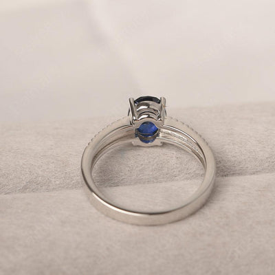 Oval Cut Wide Band Sapphire Ring - Palmary