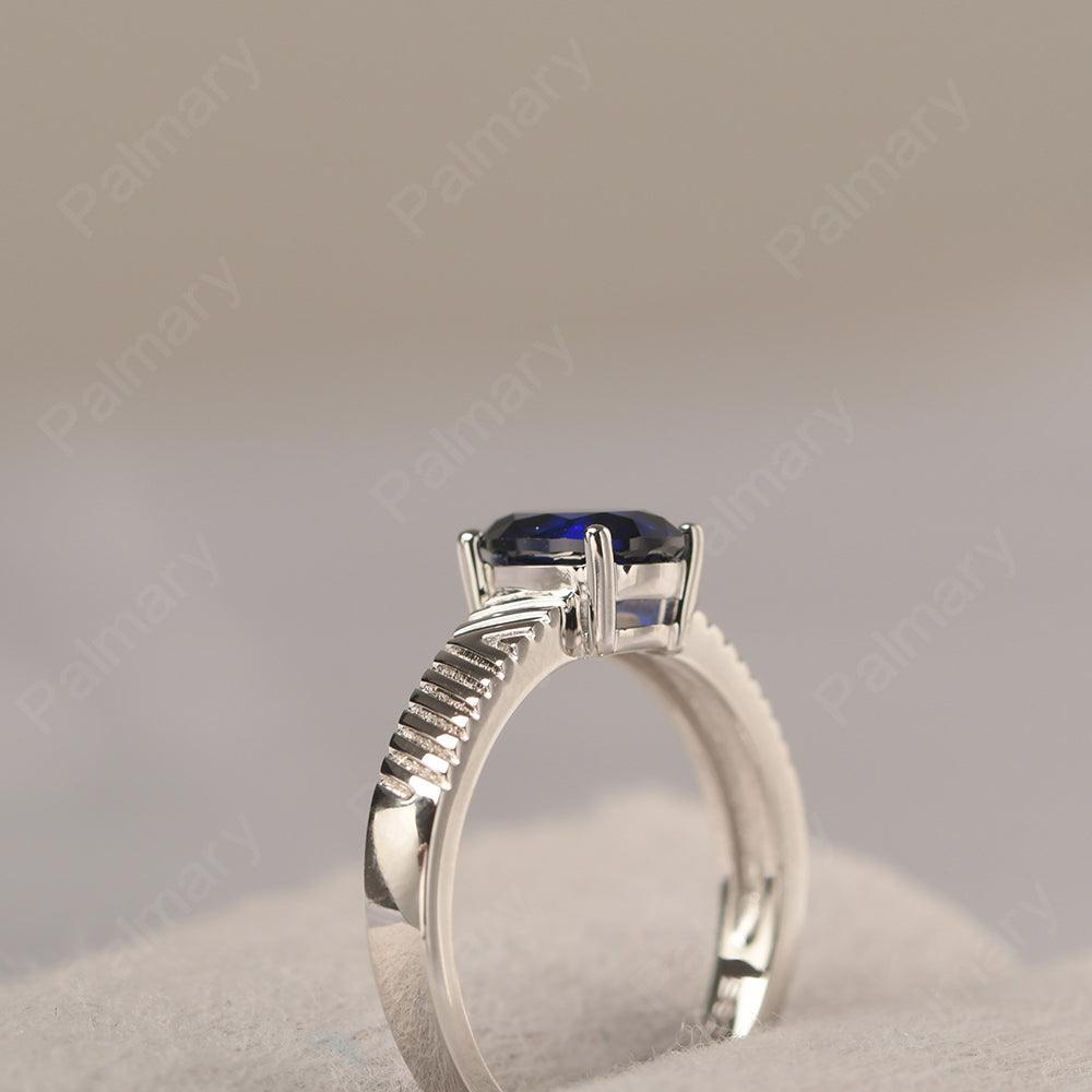 Oval Cut Wide Band Sapphire Ring - Palmary