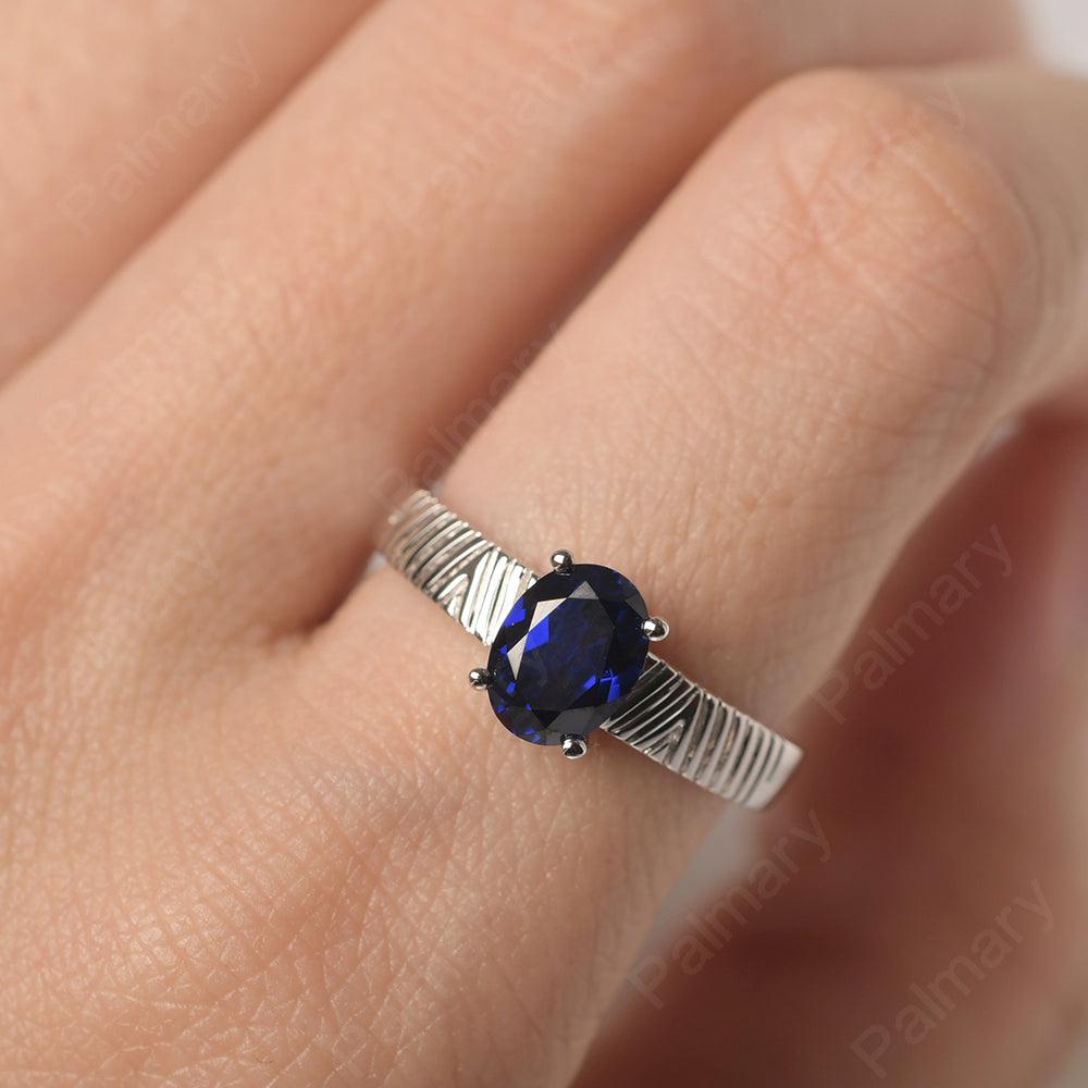 Oval Cut Wide Band Sapphire Ring - Palmary