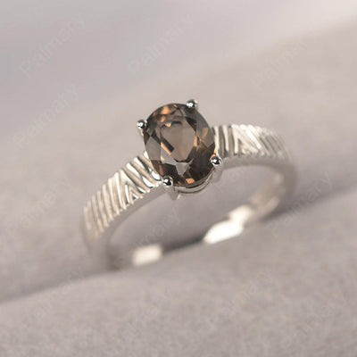 Oval Cut Wide Band Smoky Quartz  Ring - Palmary