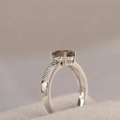 Oval Cut Wide Band Smoky Quartz  Ring - Palmary