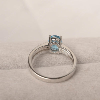 Oval Cut Wide Band Swiss Blue Topaz Ring - Palmary