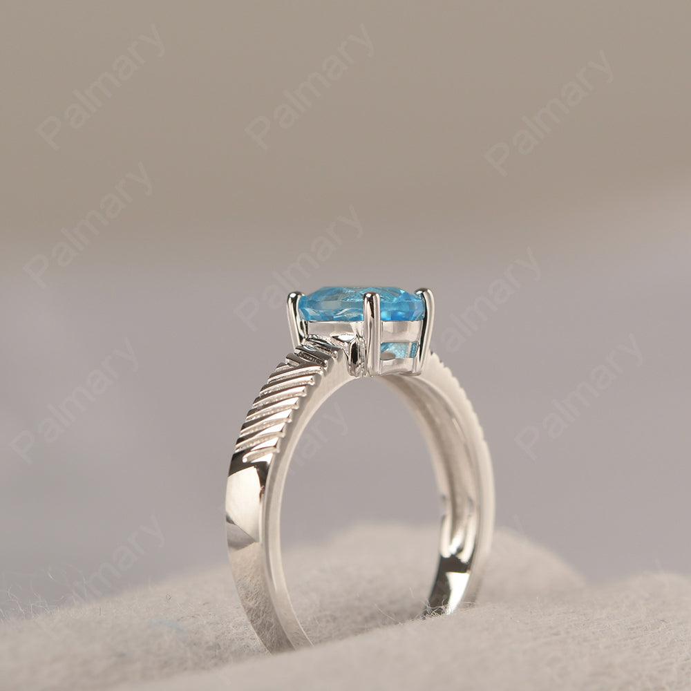 Oval Cut Wide Band Swiss Blue Topaz Ring - Palmary