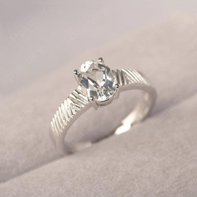 Oval Cut Wide Band White Topaz Ring - Palmary