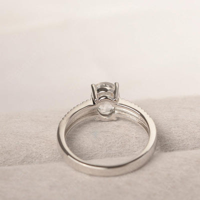Oval Cut Wide Band White Topaz Ring - Palmary