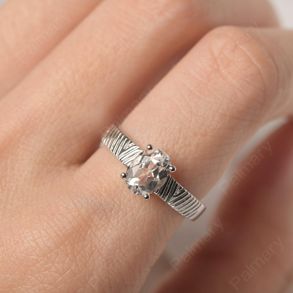 Oval Cut Wide Band White Topaz Ring - Palmary