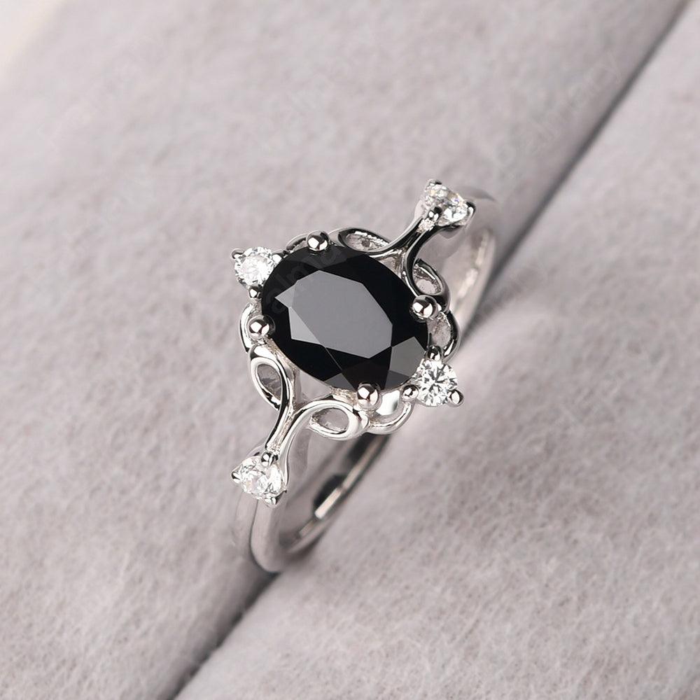 Oval Cut Vintage Black Spinel Ring - Palmary