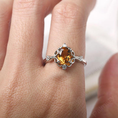 Oval Cut Vintage Citrine Ring - Palmary