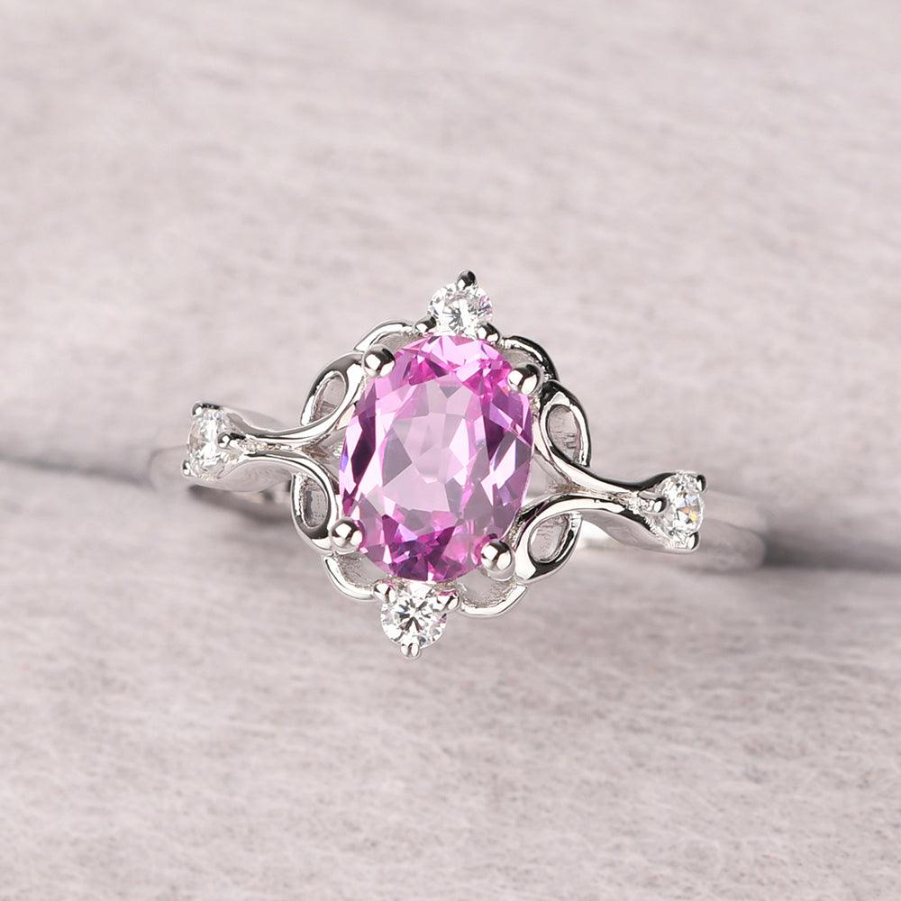 Oval Cut Vintage Pink Sapphire Ring - Palmary