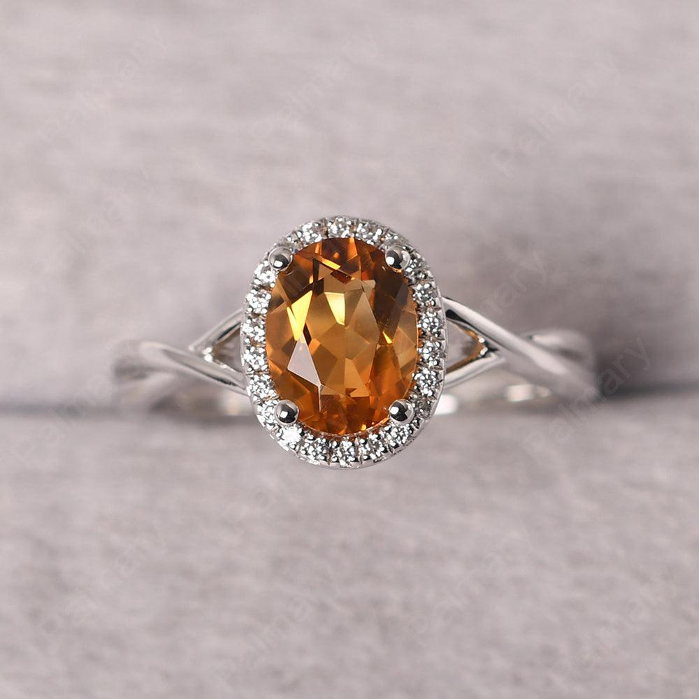 Oval Shaped Citrine Halo Engagement Ring - Palmary