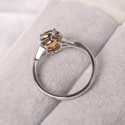 Oval Shaped Citrine Halo Engagement Ring - Palmary