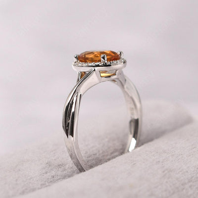 Oval Shaped Citrine Halo Engagement Ring - Palmary