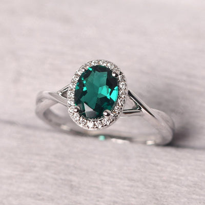 Oval Shaped Emerald Halo Engagement Ring - Palmary