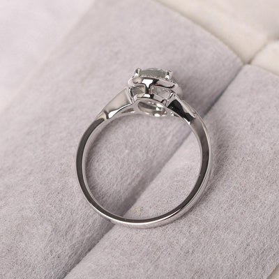 Oval Shaped Green Amethyst Halo Engagement Ring - Palmary