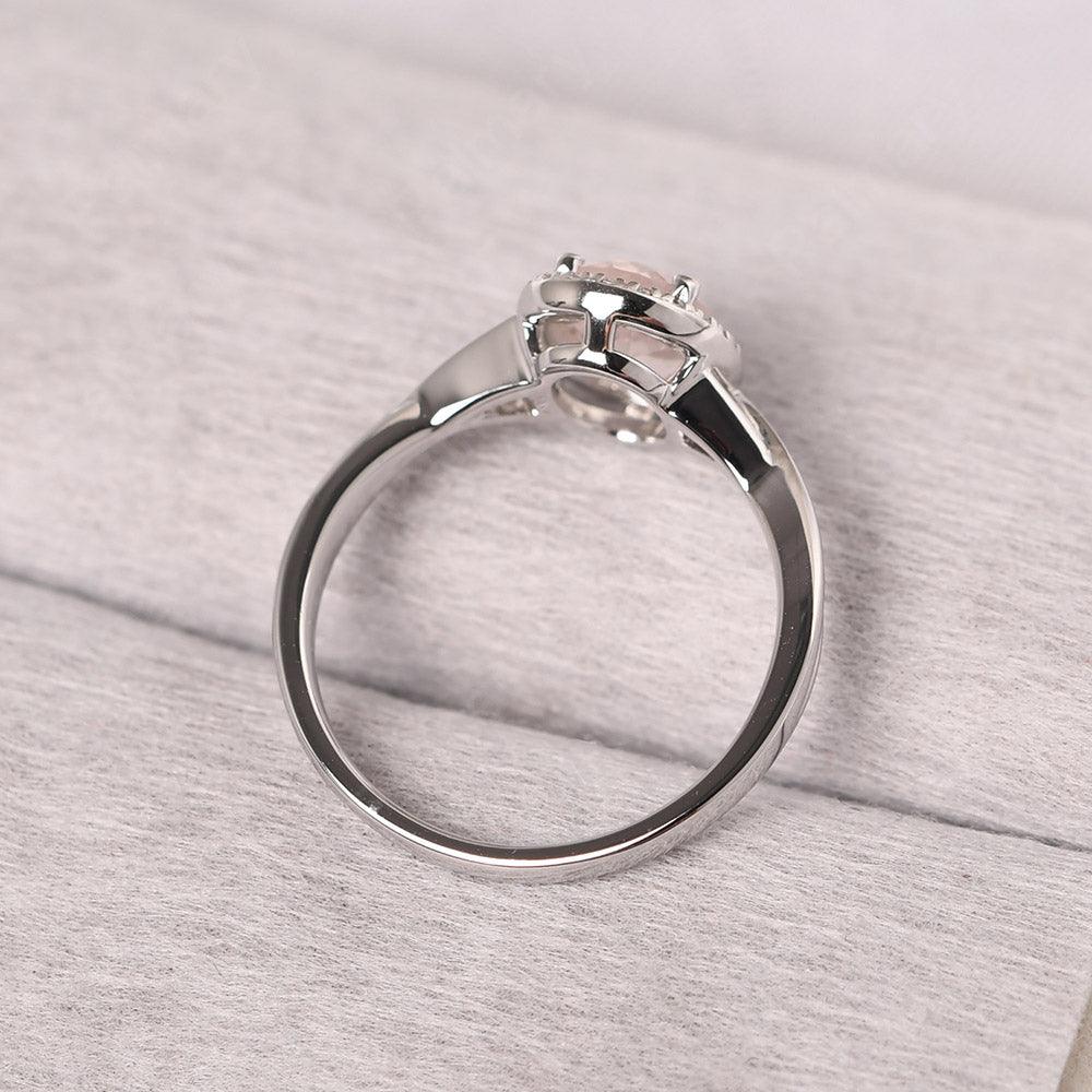 Oval Shaped Rose Quartz Halo Engagement Ring - Palmary