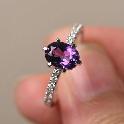 Six Prong Hidden Halo Amethyst Ring - Palmary